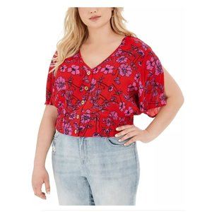 Band of Gypsies Plus Size Floral Print Cropped Top